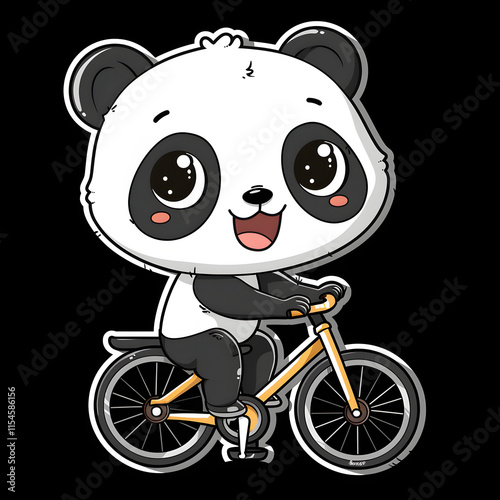 A cartoon panda is riding a bicycle photo