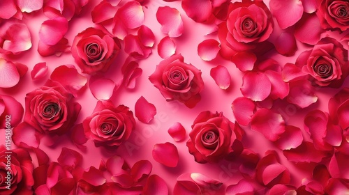 Valentine's Day or Wedding Background with Beautiful Roses. Concept for a romantic party invitation or love message. Premium and luxurious Ai-Generative.