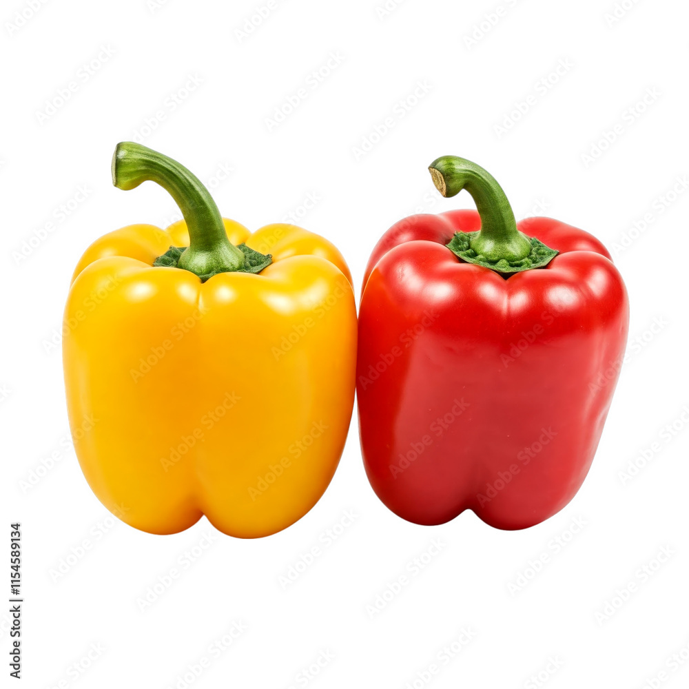Red and yellow bell peppers isolated on transparent background png Red and yellow bell peppers isolated on transparent background png