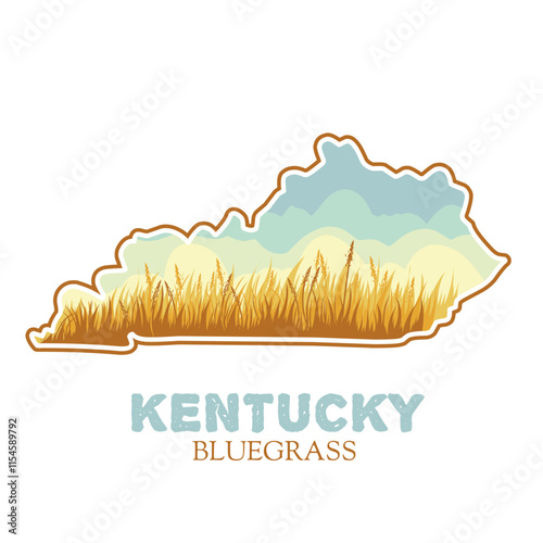 Kentucky Bluegrass Landscape Illustration with Fields and Hills