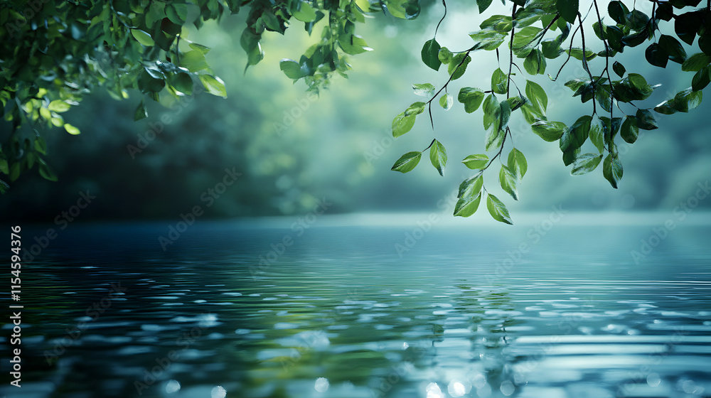 Fototapeta premium Relaxing water landscape and view with green foliage