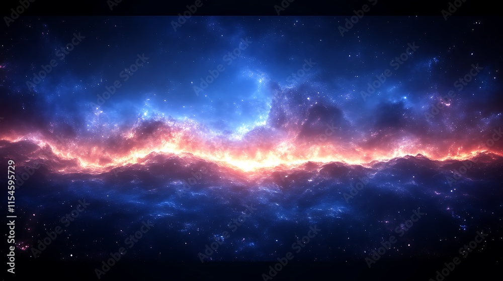 Fototapeta premium Cosmic Nebula Blazing Orange And Blue Hues