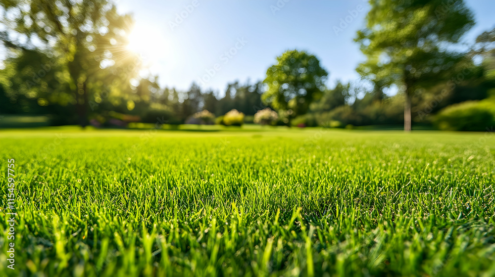 Lush green grass lawn, sunny park background, nature scene, idyllic landscape, perfect for real estate or travel ads. Lush green grass lawn, sunny park background, nature scene, idyllic landscape, perfect for real estate or travel ads.