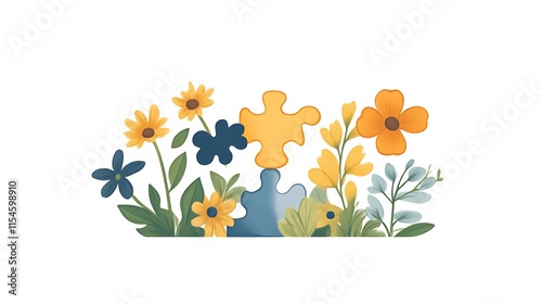 Floral Puzzle Pieces Symbolize Unity and Growth photo