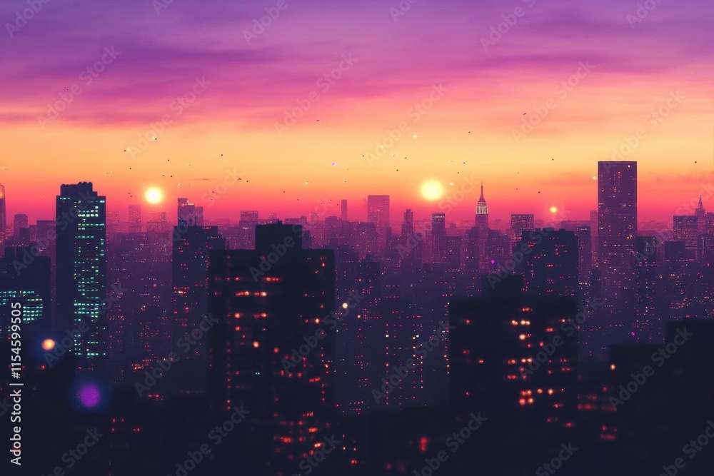 A vibrant city skyline at sunset, showcasing urban beauty and tranquility. A vibrant city skyline at sunset, showcasing urban beauty and tranquility.