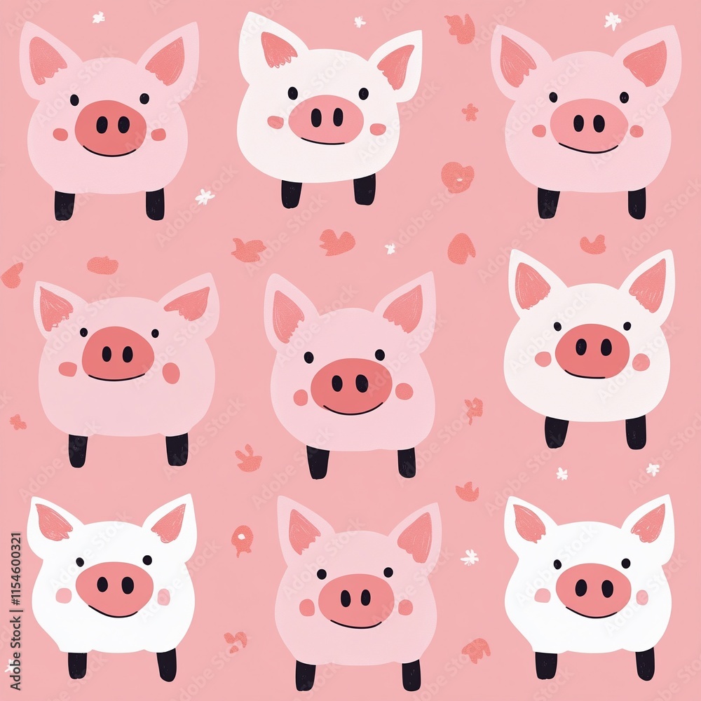 Obraz premium Pig faces pattern background.