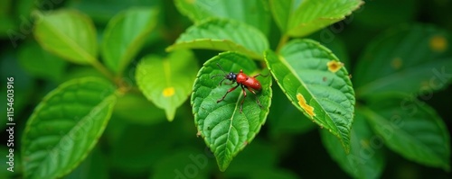 Insect-infested leaves with yellow spots and droopy foliage, plant harm,