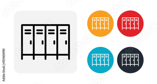 Four lockers outline icon for web and mobile