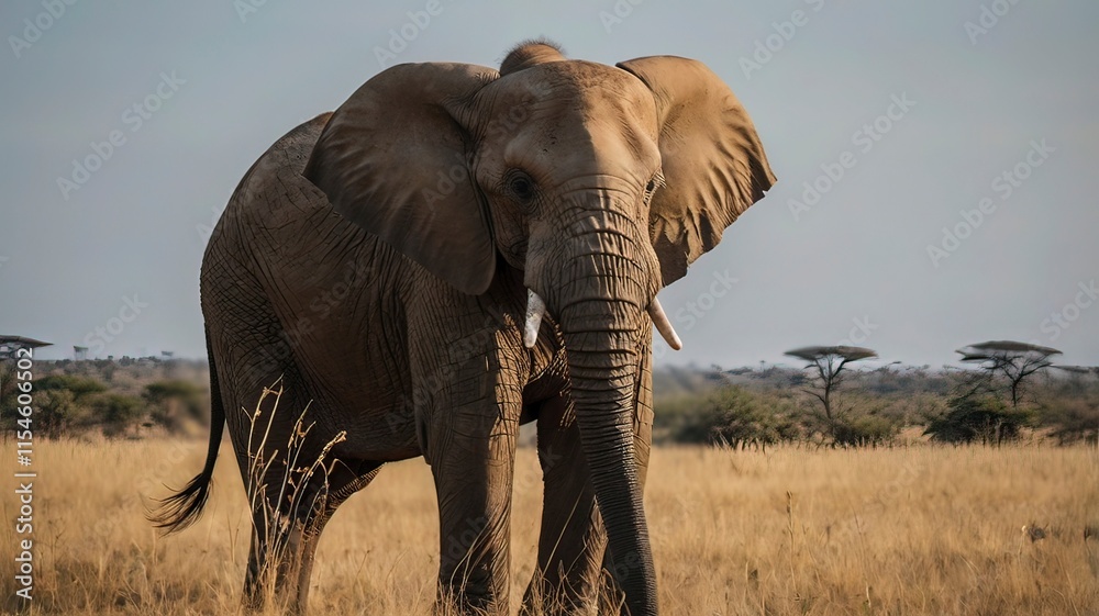 Fototapeta premium Wild african elephant with generative ai