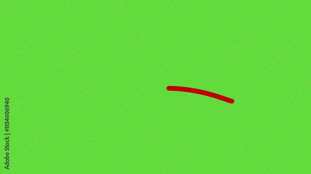 doodle red circle marker and underline stroke on green screen background for business presentation video