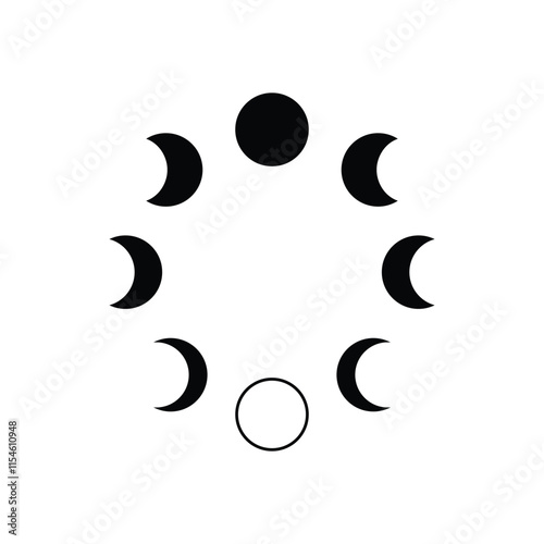 Moon phases icon. Phases of solar and lunar eclipse. moon phase astronomy icon on a white background.