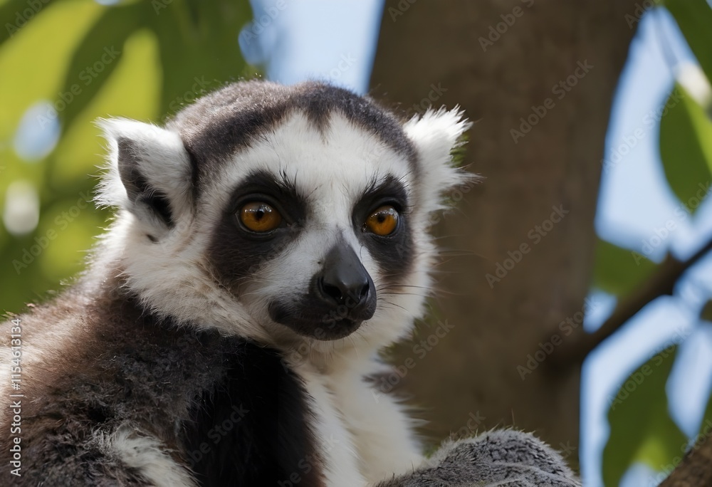 Obraz premium Lemur Eyes Glinting Through the Leaves