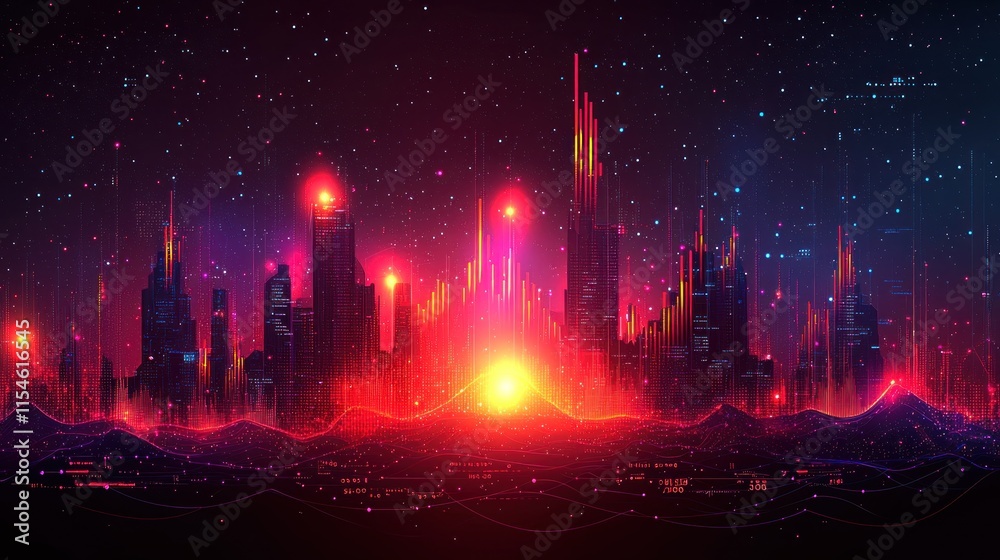 Fototapeta premium Cyberpunk Cityscape: Neon Nights