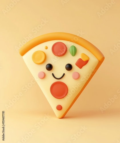 Playful pizza slice character creative food art digital illustration cheerful environment whimsical viewpoint fun concept