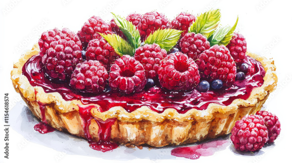Delicious raspberry fruit tart with vibrant colors and fresh berries Delicious raspberry fruit tart with vibrant colors and fresh berries