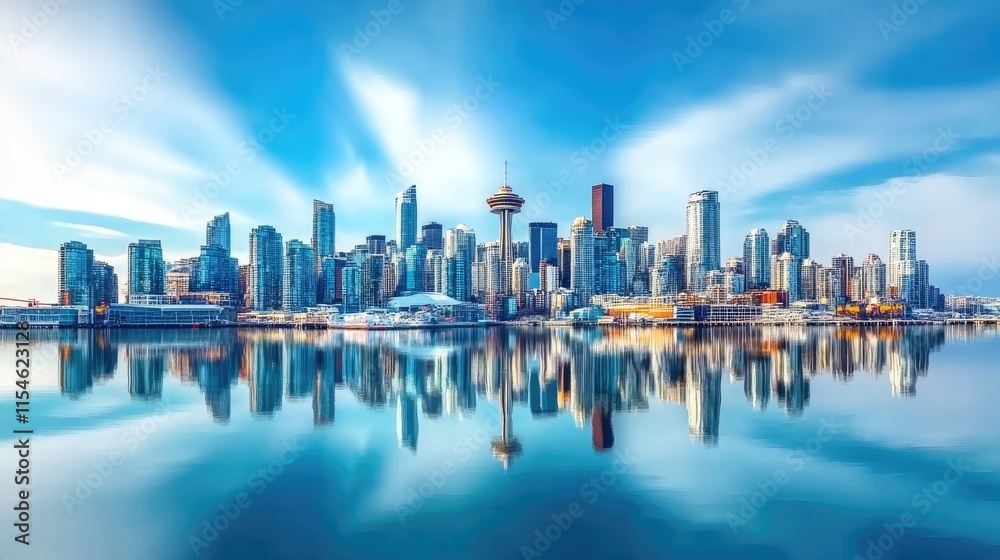 Obraz premium Seattle Skyline Reflection: A Stunning Urban Seascape