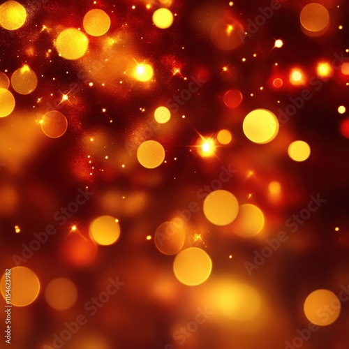 Bright orange background with many small circles of light