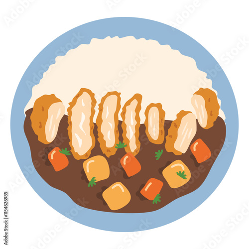 Chicken katsu japanese food illustration