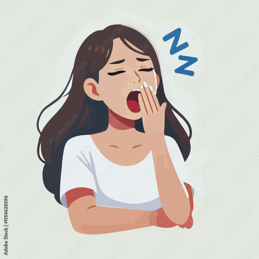 Illustration of a person yawning Art & Illustration