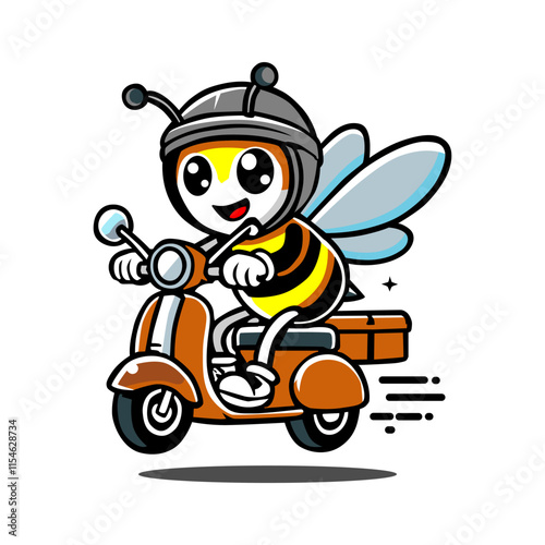 a bee on a scooter with a yellow helmet on it