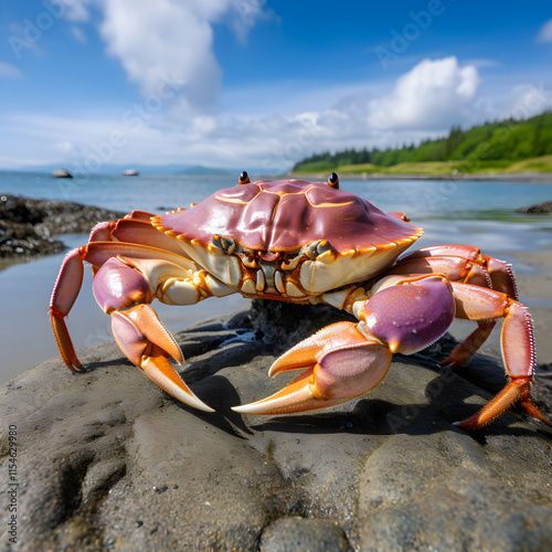 Incredible Illustrative Snapshot of a Dungeness Crab in its Marine Environment photo