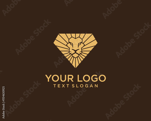 Diamond shaped lion head logo