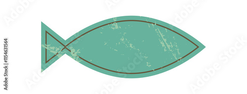 Brutalist abstract fish icon. Minimal symbol with simple shape and grunge texture. Geometric element, bold decoration, and brutalism for contemporary art projects.