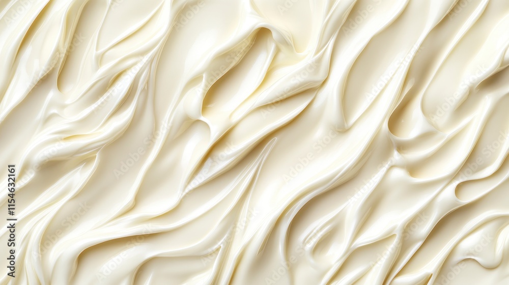 A close-up view of smooth, flowing cream or lotion texture resembling soft waves or ripples across a surface A close-up view of smooth, flowing cream or lotion texture resembling soft waves or ripples across a surface