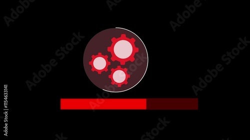  Abstract operating system upgrade and software update animation with settings gear