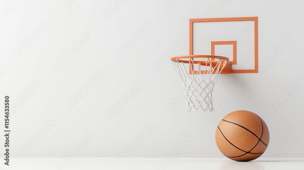 Basketball and hoop on light background Basketball and hoop on light background