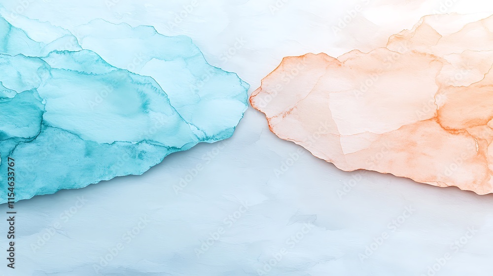 Naklejka premium Abstract Teal & Peach Alcohol Ink Art - Abstract art