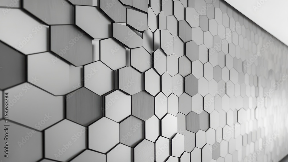 Naklejka premium Abstract Hexagonal Metallic Wall Panel Design