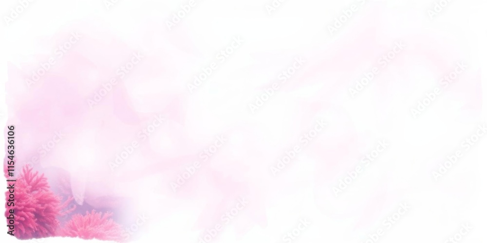 Fototapeta premium Soft watercolor frame with coral reef theme in purples and pinks, delicate brush strokes, ethereal underwater vibe, pink, underwater, ethereal