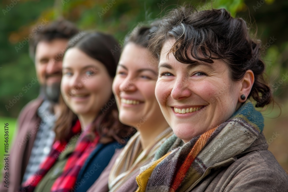 Portrait of a group of smiling friends standing together in the park Portrait of a group of smiling friends standing together in the park