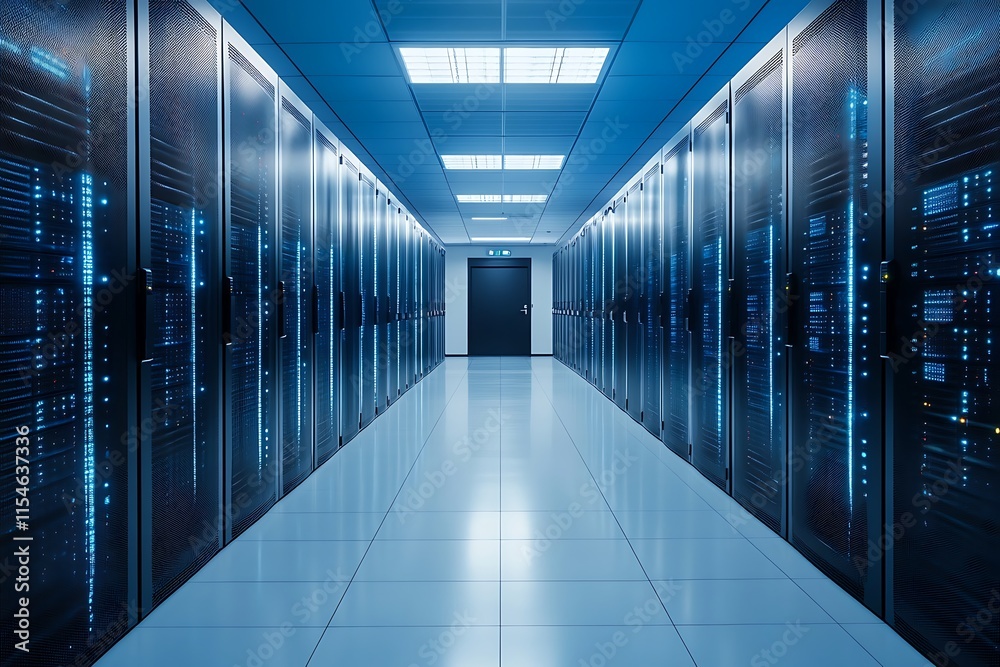 Modern Data Center Corridor. Concept of technology, server room, and digital infrastructure. Modern Data Center Corridor. Concept of technology, server room, and digital infrastructure.