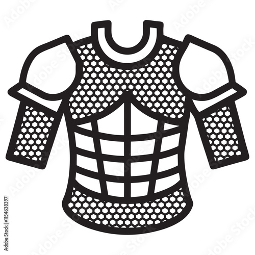  Chainmail and Plate Armor silhouette vector icon illustration,war dress,chainmail on white background.