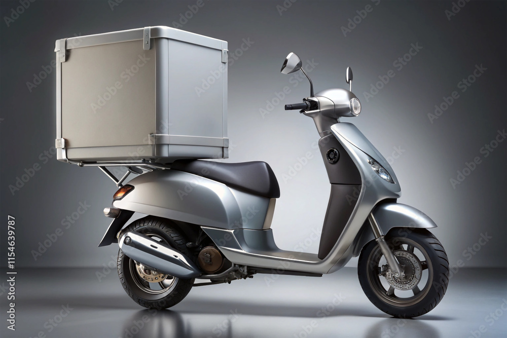Obraz premium scooter with boxes on its back package Fast parcel delivery concept and food delivery service