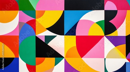 Vibrant Abstract Geometric Artwork Featuring Bold Colors and Dynamic Shapes for Modern Decor and Creative Spaces, Perfect for Contemporary Art Lovers