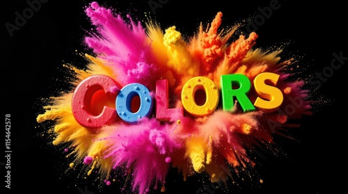 A vibrant explosion of colors with the word 