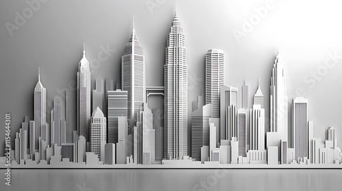 Modern Architectural Outline of Famous Towers in White Design