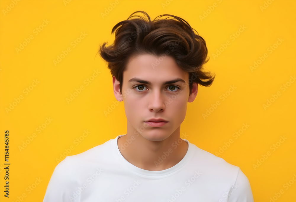Portrait of young man against wall. Portrait of young man against wall.