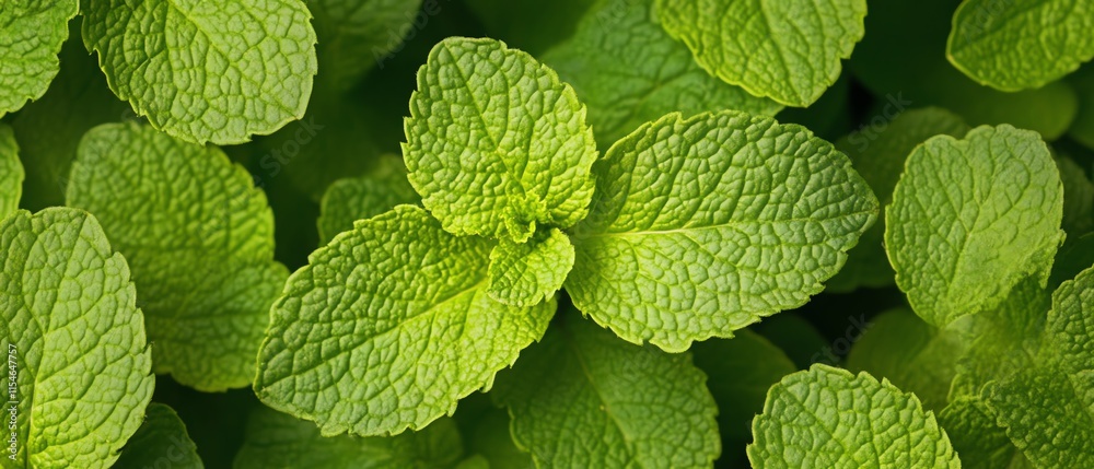Fresh green mint leaf texture, abstract nature background with detailed tropical leaves, capturing the essence of a serene, lush environment Fresh green mint leaf texture, abstract nature background with detailed tropical leaves, capturing the essence of a serene, lush environment
