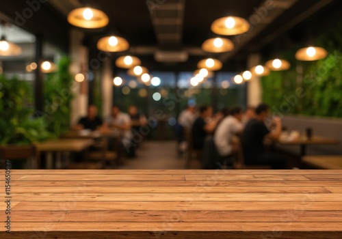 "Cozy Restaurant Interior with Inviting Evening Ambiance"