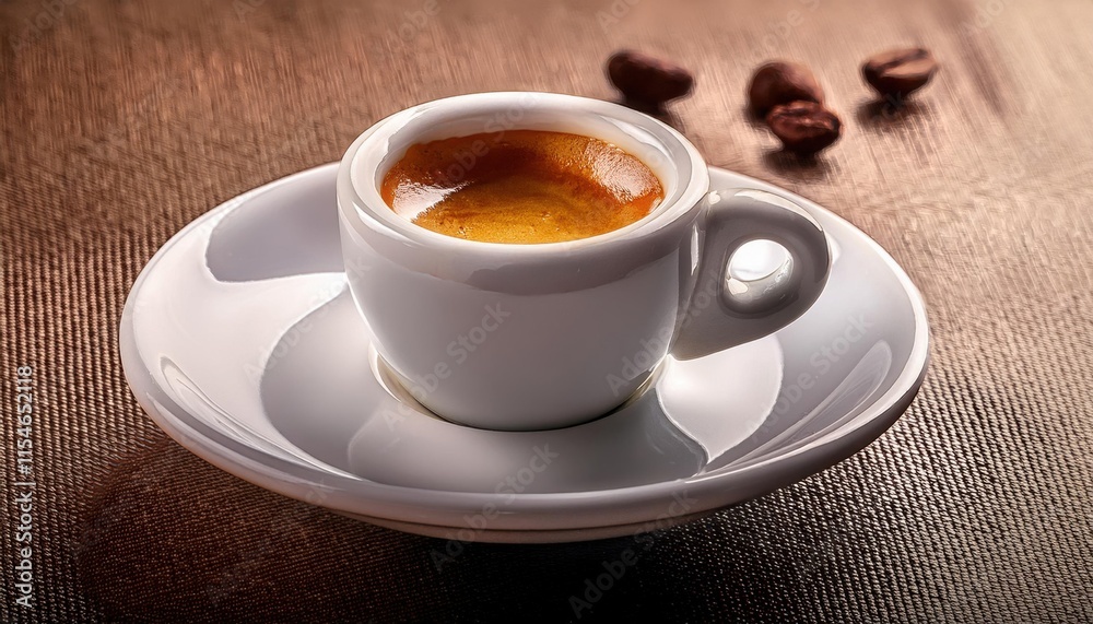 Fototapeta premium Espresso Coffee Cup, Close-Up, Beans - Close-up food photography