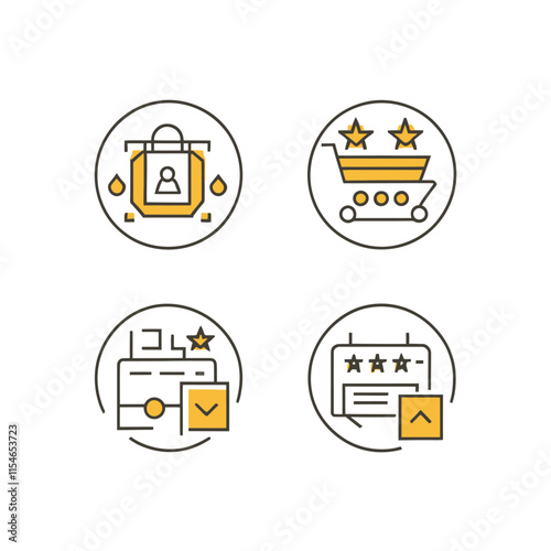 various e-commerce and product review icon set vector