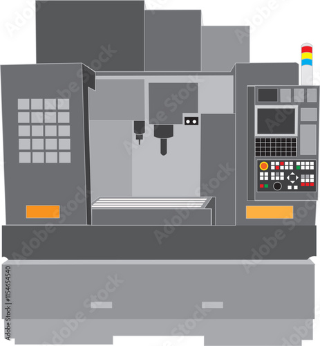 工作機械のマシニングセンター、製造業、機械加工のイラスト