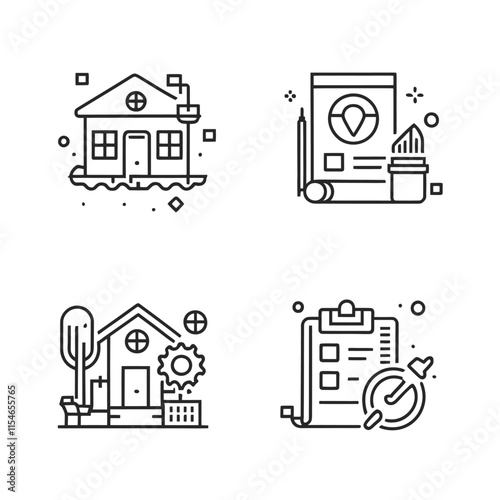 various utility and community service icons set vector