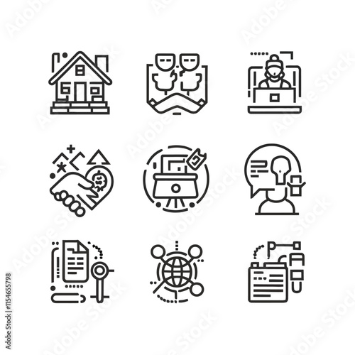 various utility and community service icons set vector