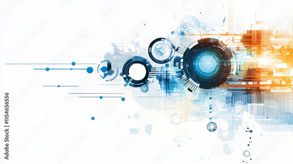 Vibrant Technology Elements on White Background Vibrant Technology Elements on White Background