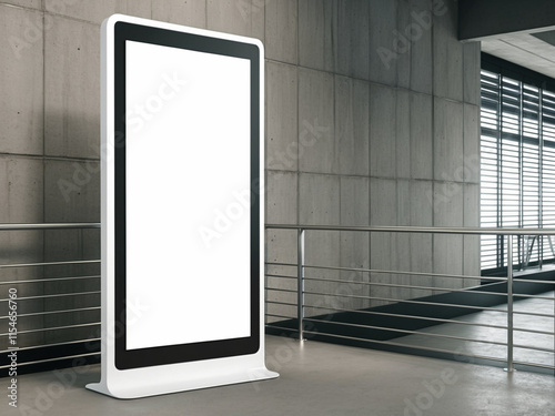 A blank vertical billboard or advertisement stand in an indoor setting.